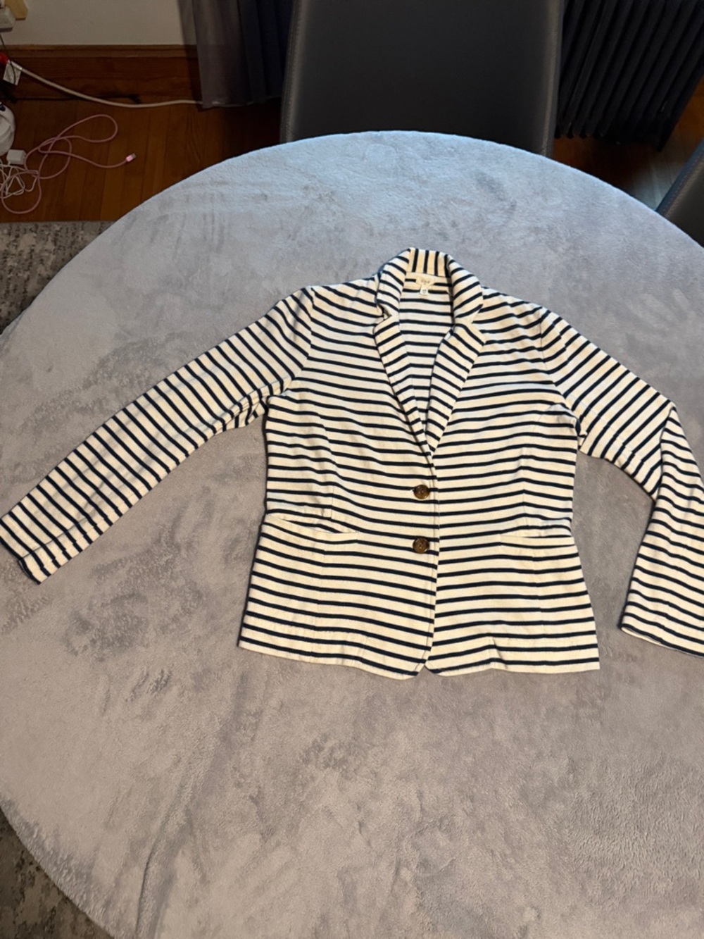 J. Crew Navy and White Striped Women's Blazer
